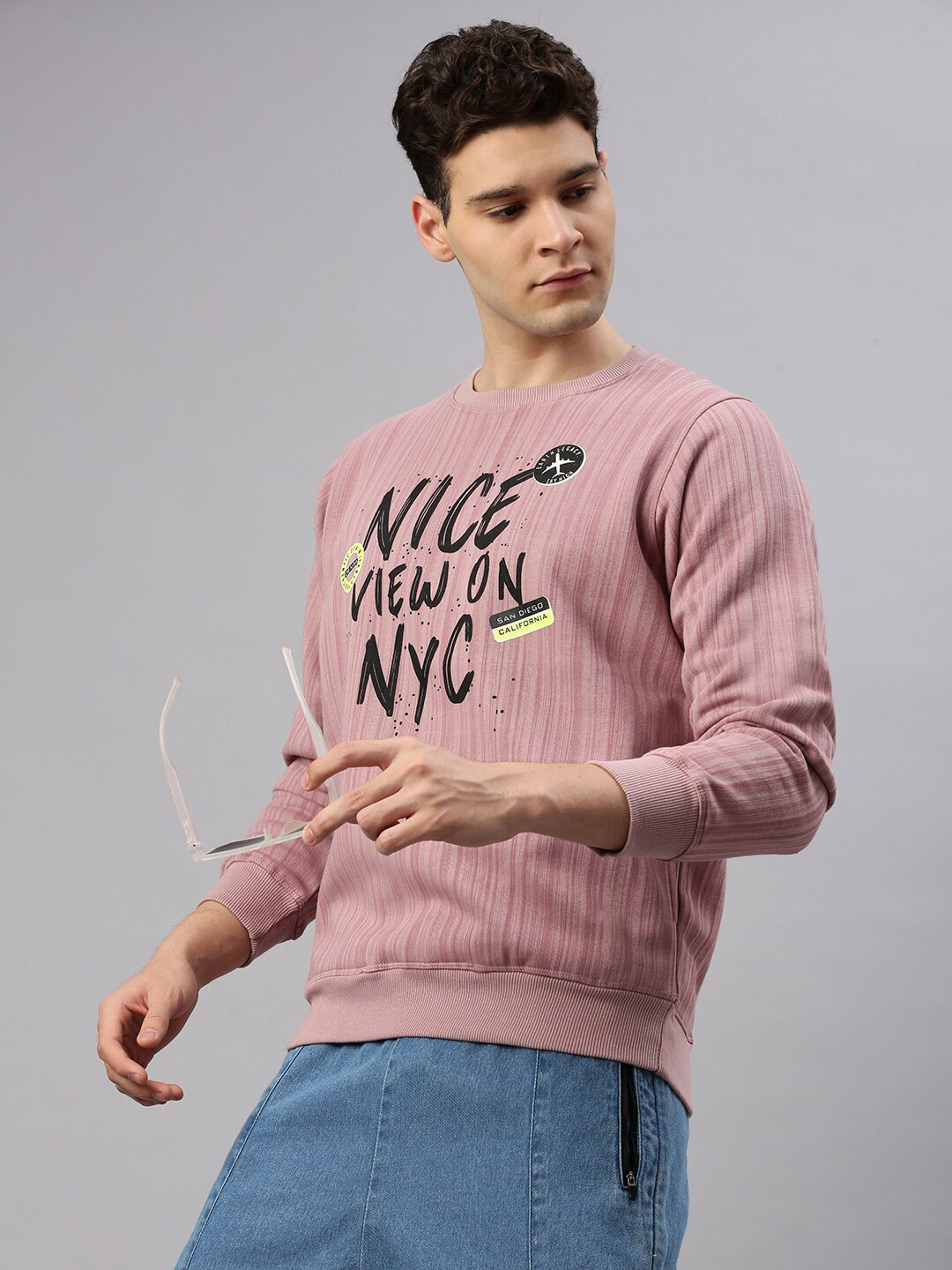 

ZEDD Typography Printed Cotton Pullover Sweatshirt, Pink