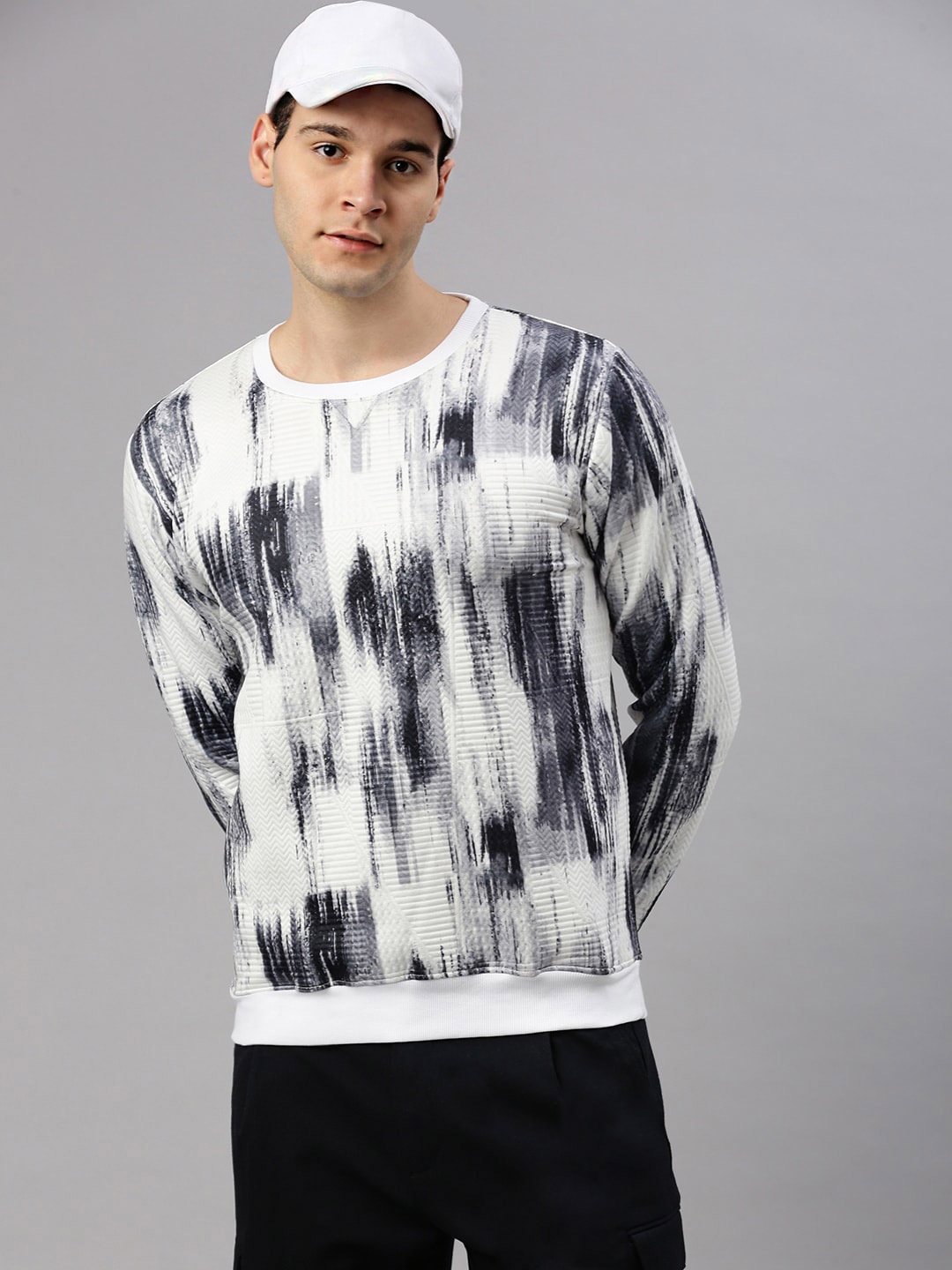 

ZEDD Abstract Printed Cotrise Cotton Pullover Sweatshirt, Black