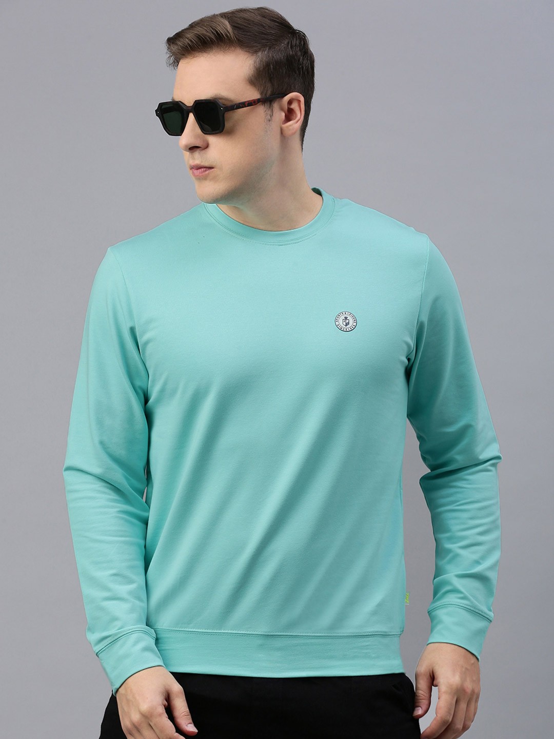 

ZEDD Round Neck Cotton Pullover Sweatshirt, Blue