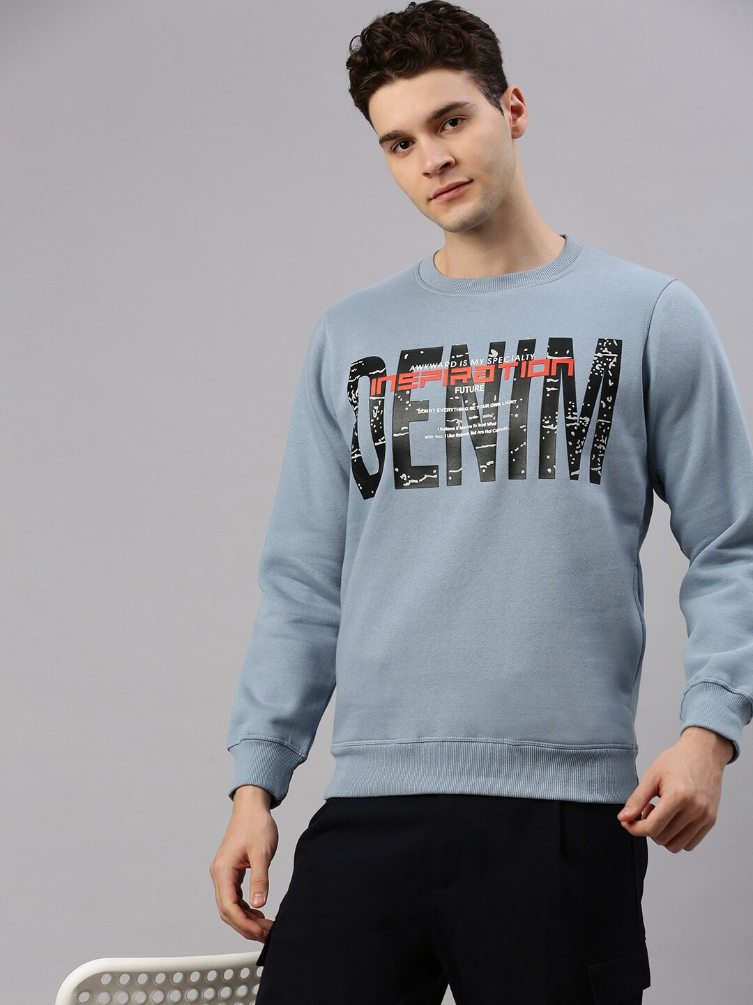 

ZEDD Typography Printed Cotton Sweatshirt, Grey