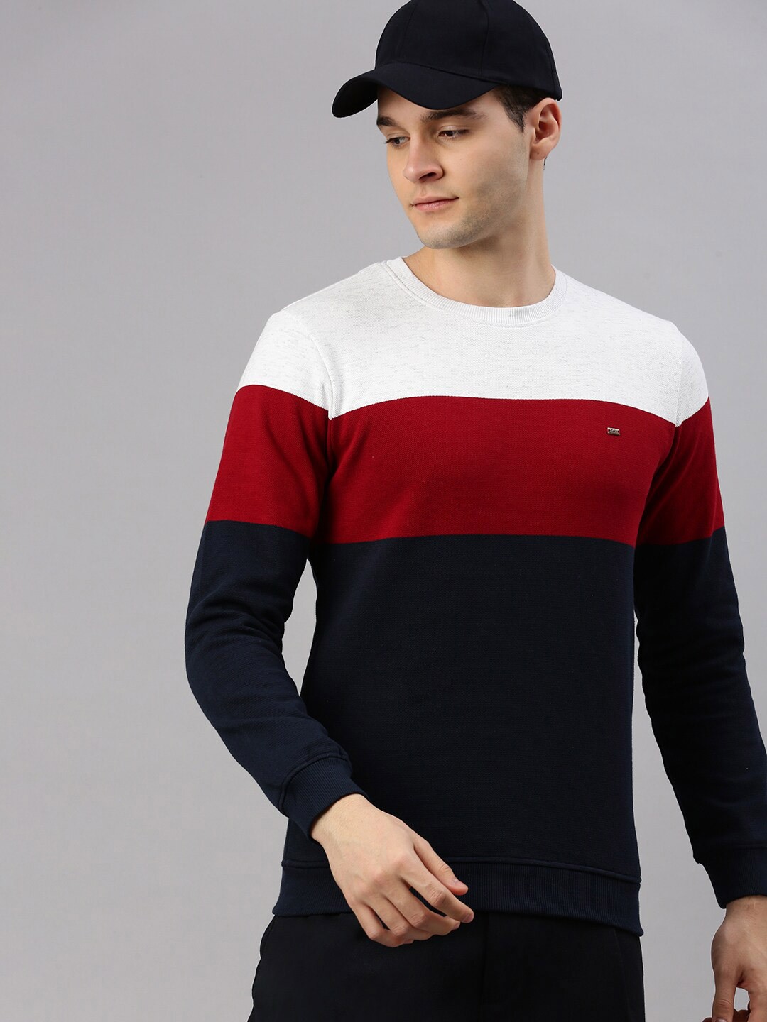 

ZEDD Colourblocked Cotton Pullover Sweatshirt, Blue