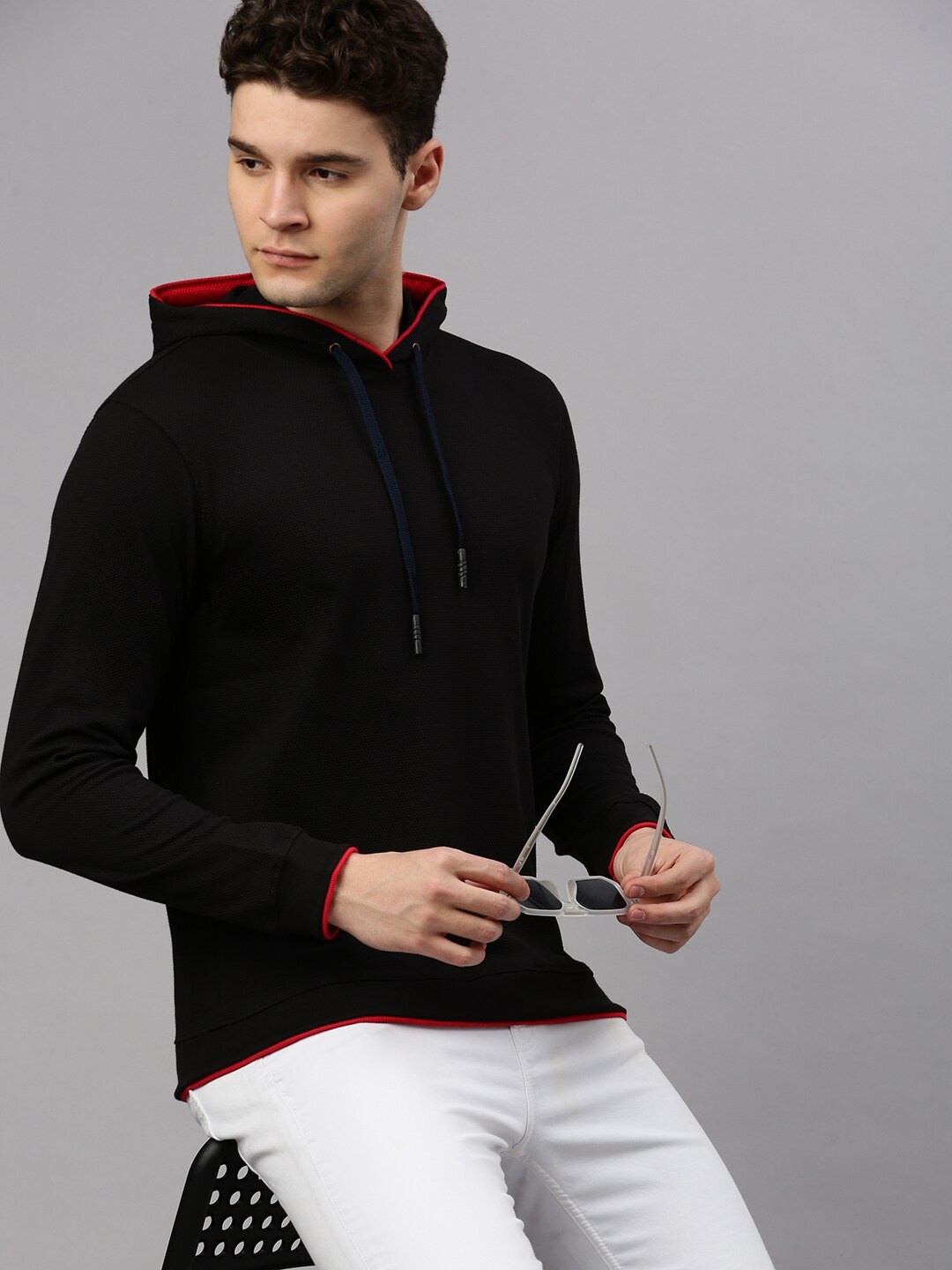 

ZEDD Hooded Cotton Pullover Sweatshirt, Black