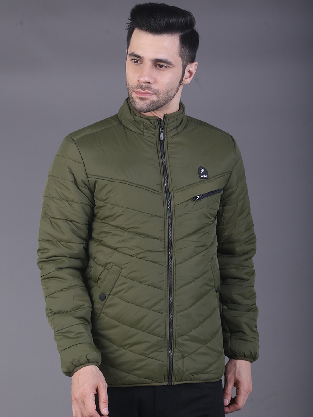 

SQUIREHOOD Mock Collar Padded Jacket, Olive