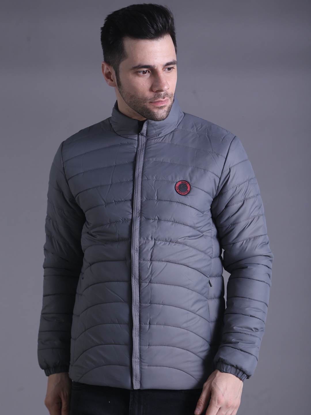 

SQUIREHOOD Mock Collar Puffer Jacket, Grey