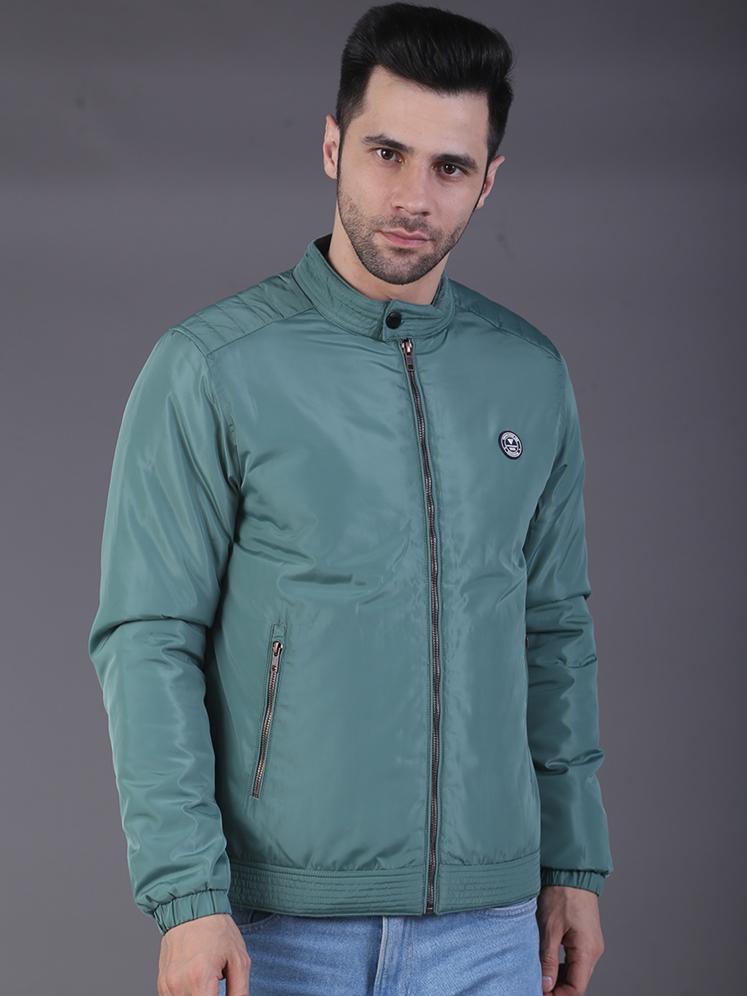 

SQUIREHOOD Mock Collar Bomber Jacket, Green