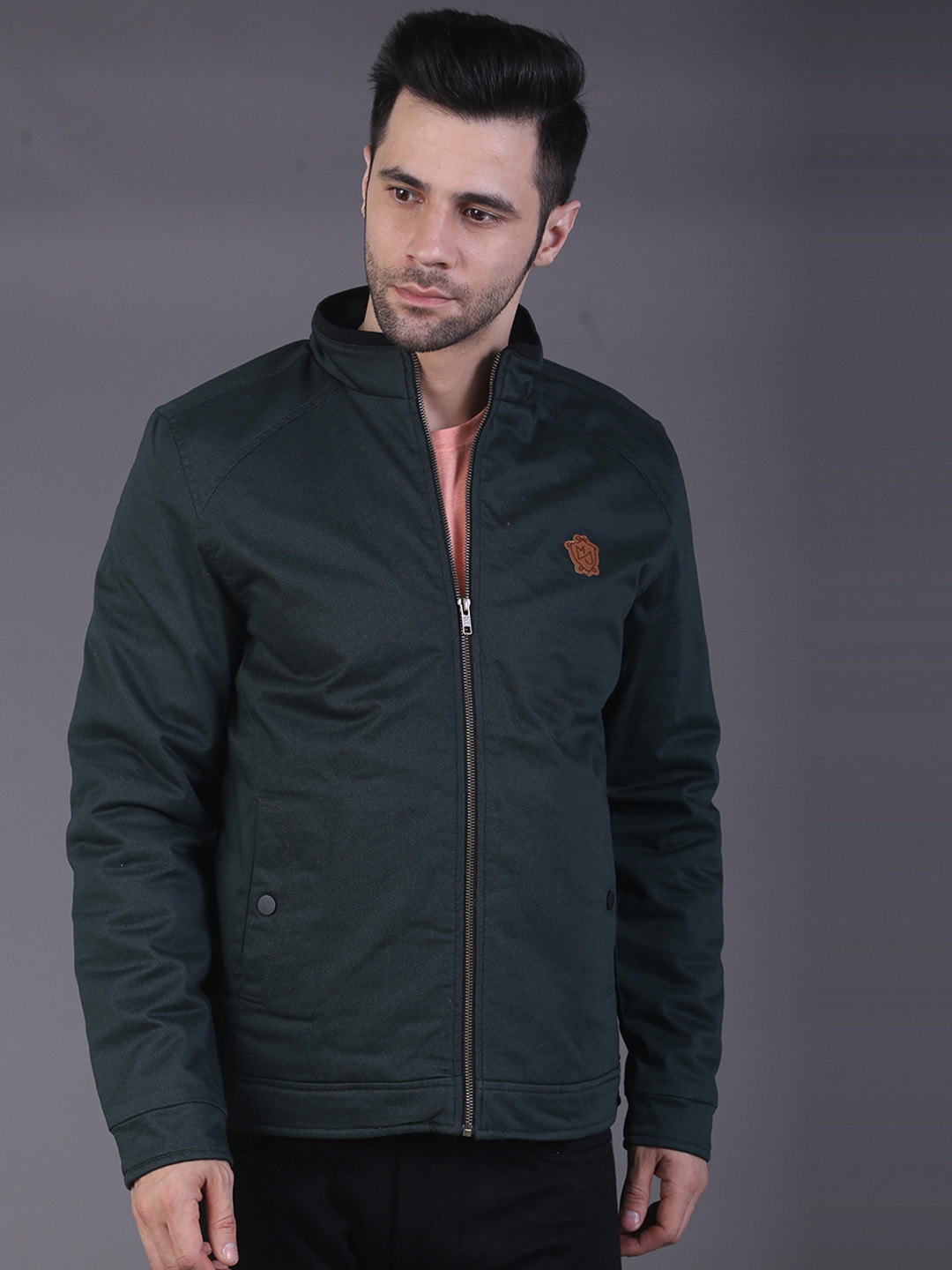 

SQUIREHOOD Stand Collar Cotton Outdoor Tailored Jacket, Green