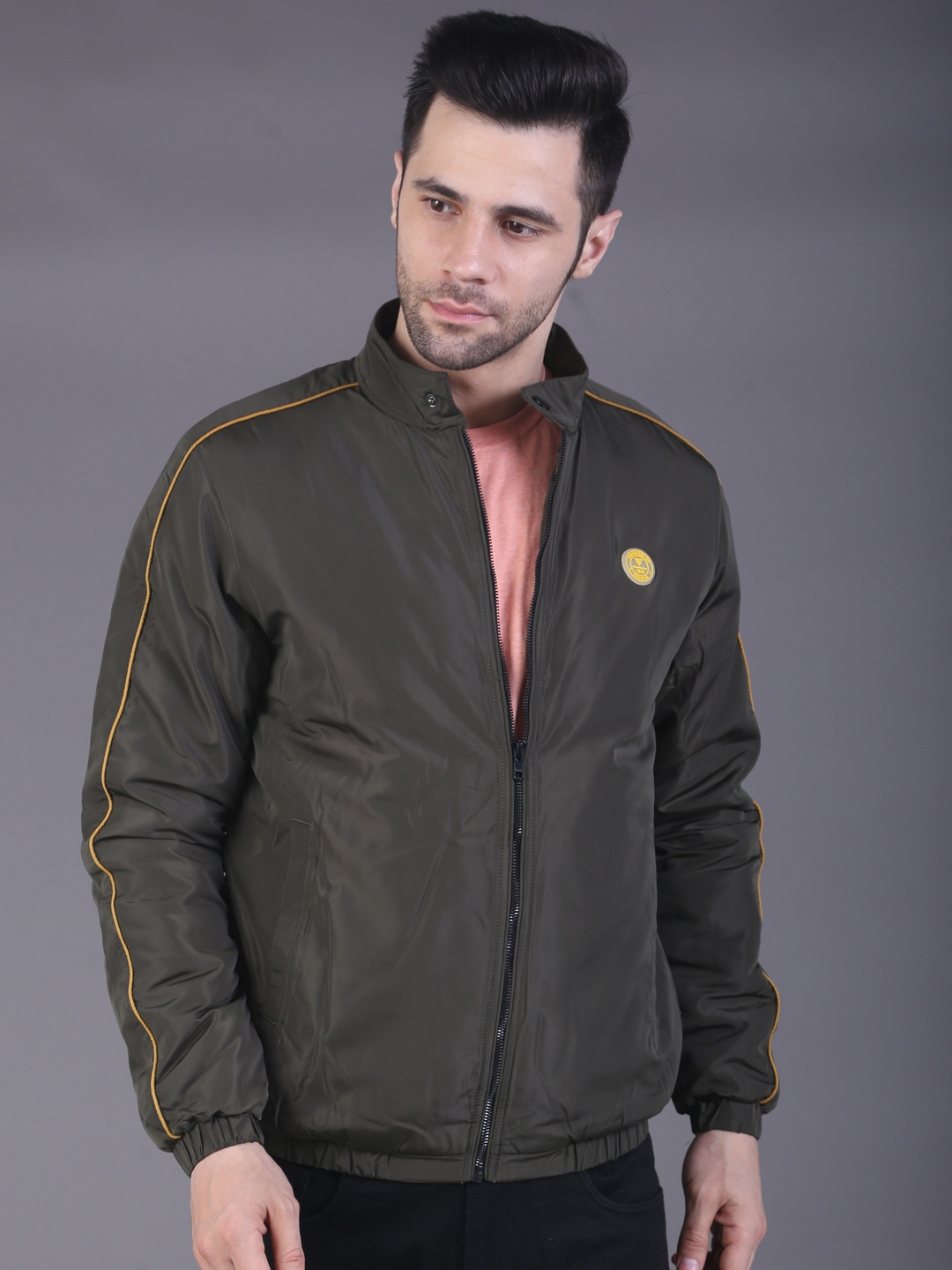 

SQUIREHOOD Mock Collar Bomber Jacket, Olive