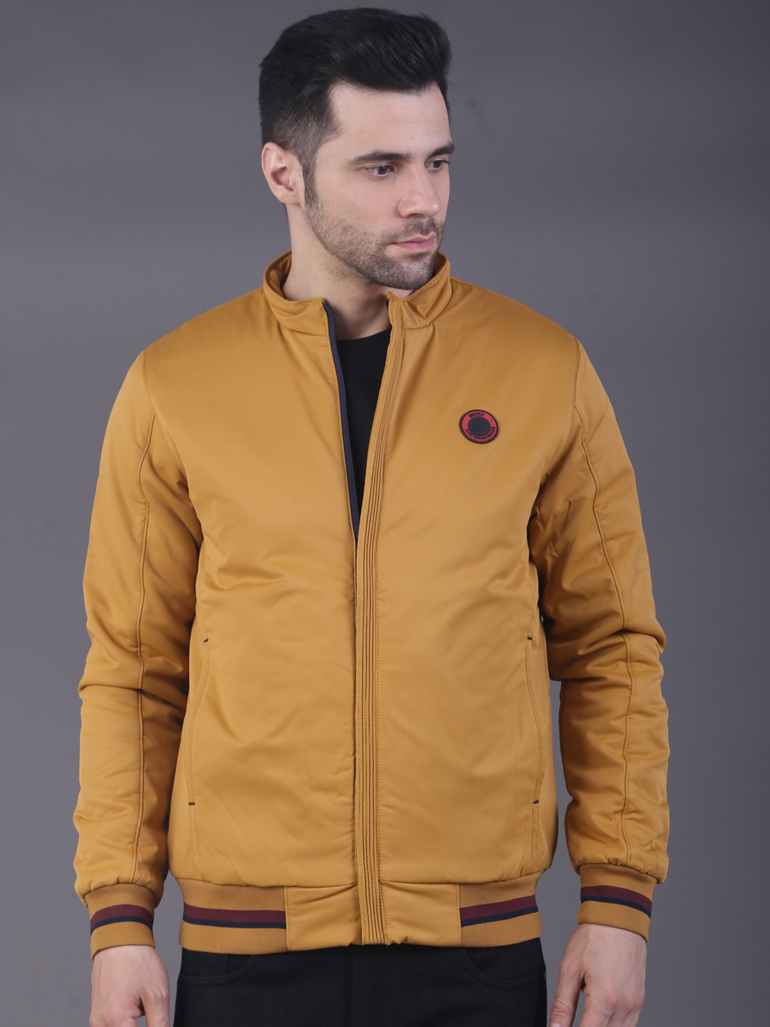 

SQUIREHOOD Mock Collar Bomber Jacket, Mustard