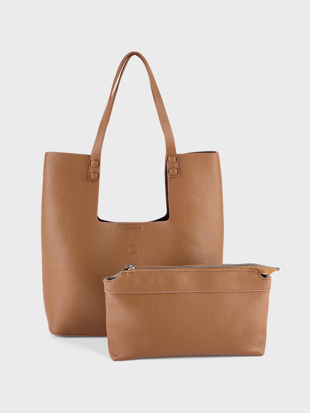 

20Dresses Oversized Structured Tote Bag & Pouch, Tan