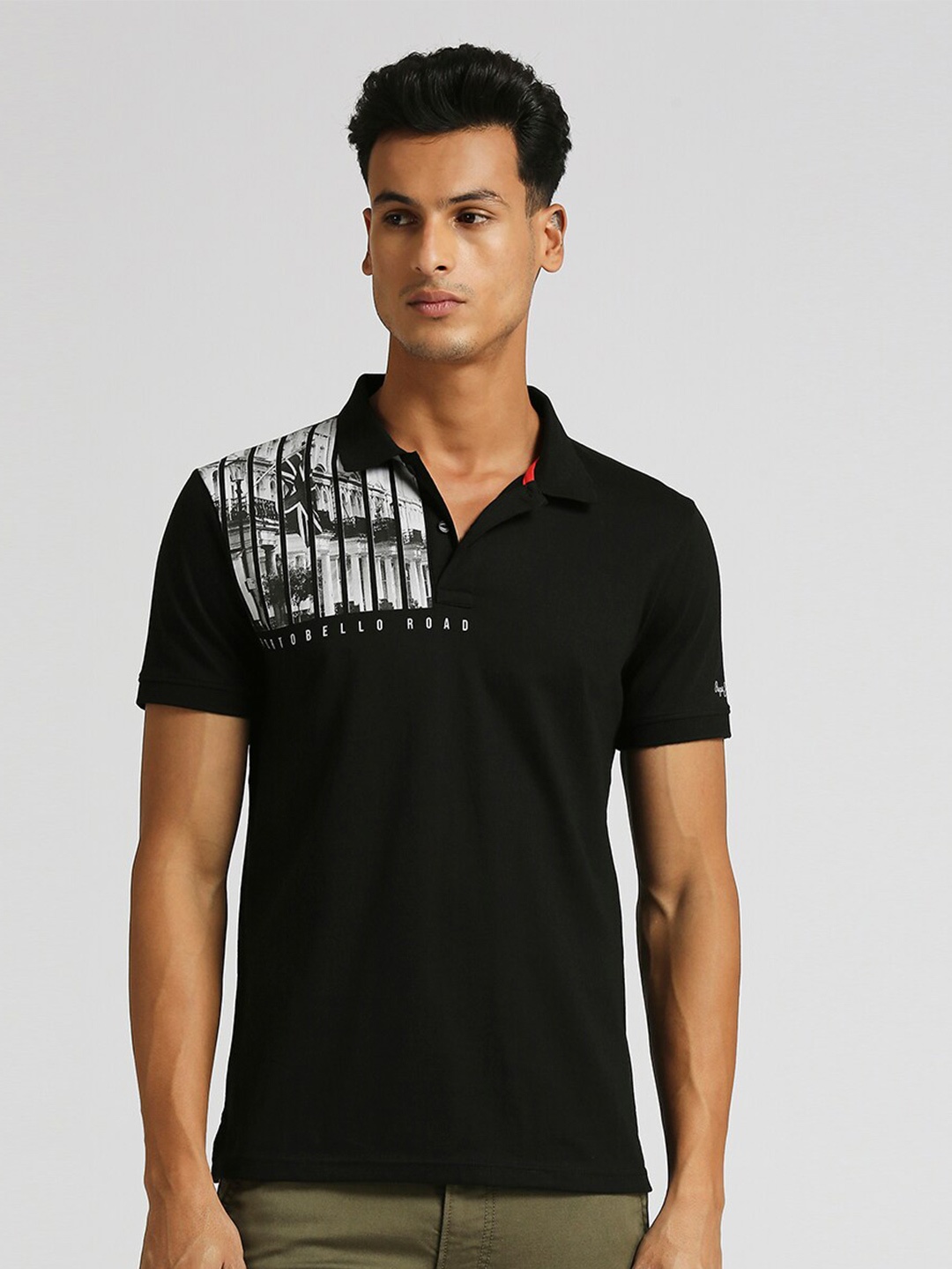 

Pepe Jeans Ed Graphic Printed Polo Collar T-shirt, Black