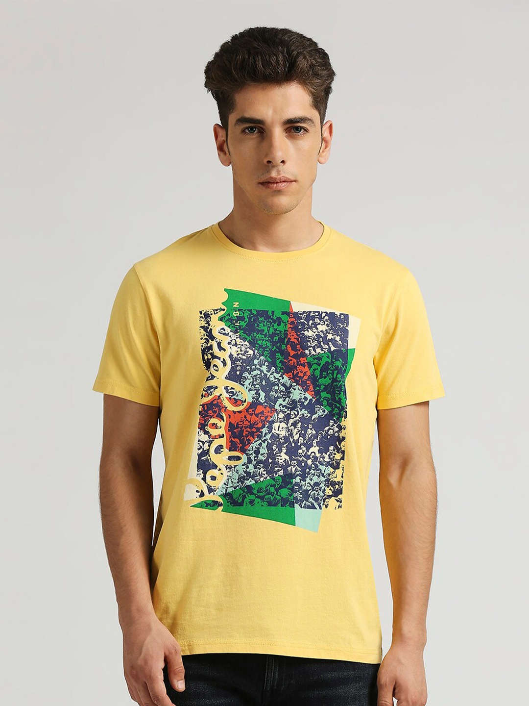 

Pepe Jeans Montana Graphic Printed Slim Fit Pure Cotton T-shirt, Yellow