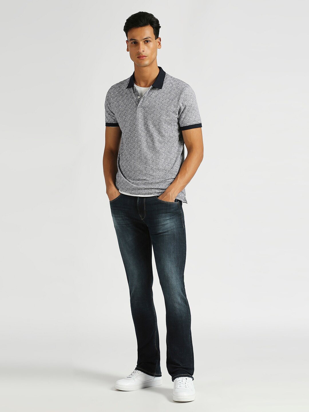 

Pepe Jeans Hayley Printed Polo Collar Pure Cotton T-shirt, Grey