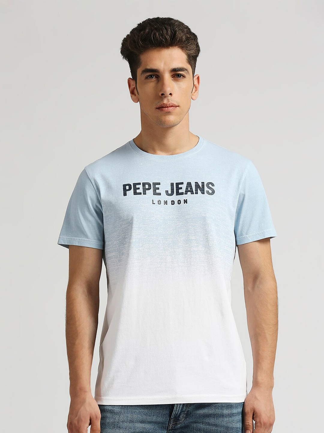 

Pepe Jeans Wilkie Ombre Printed Pure Cotton Slim Fit T-shirt, Blue