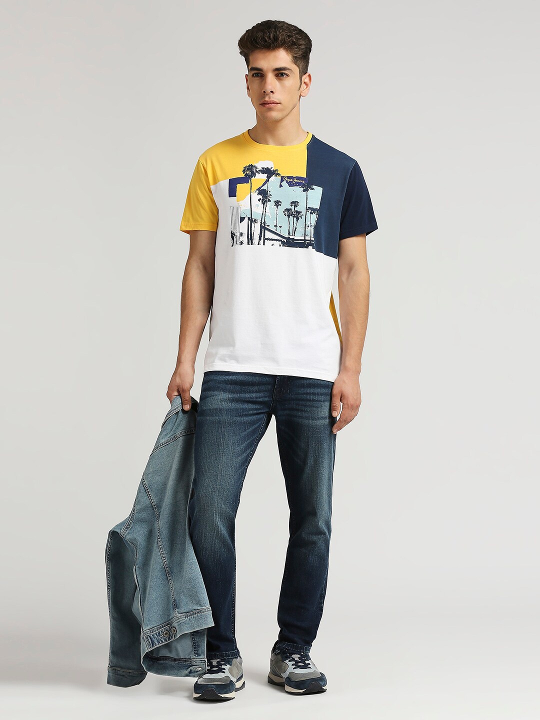

Pepe Jeans Gabriel Graphic Printed Pure Cotton Slim Fit T-shirt, Yellow