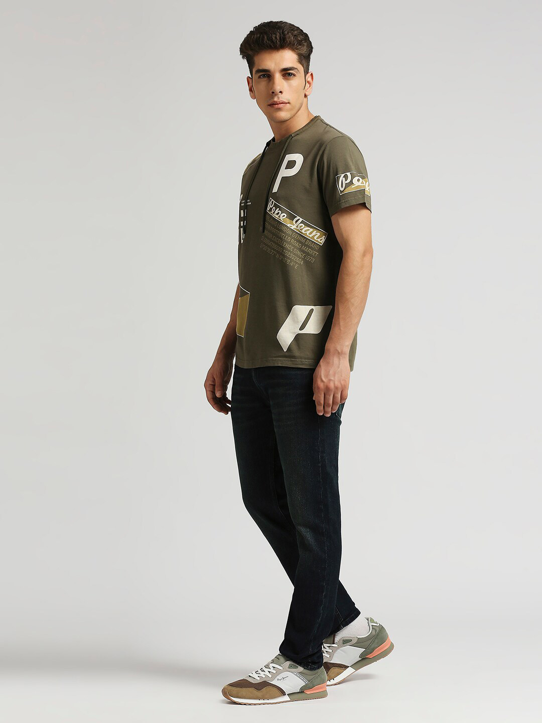 

Pepe Jeans Silvester Typography Printed Pure Cotton Slim Fit T-shirt, Green