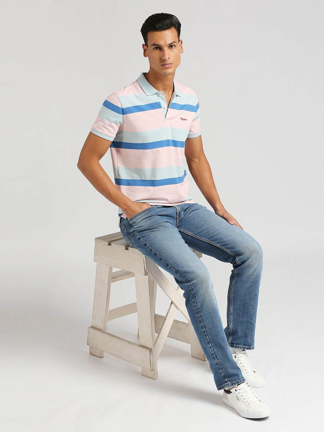 

Pepe Jeans Romeo Summer Striped Pure Cotton T-shirt, Pink