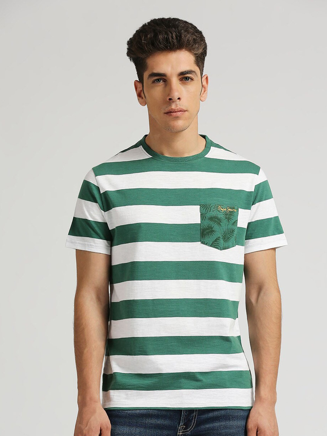 

Pepe Jeans Tubby Sr Striped Pure Cotton Slim Fit T-shirt, Green