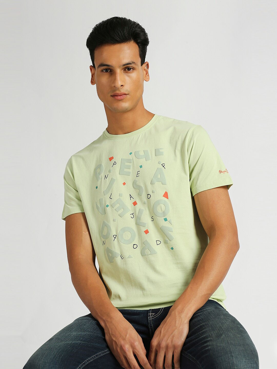 

Pepe Jeans Marty Typography Printed Pure Cotton Slim Fit T-shirt, Green