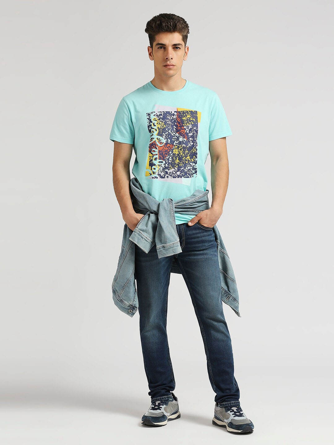 

Pepe Jeans Montana Graphic Printed Pure Cotton Slim Fit T-shirt, Sea green