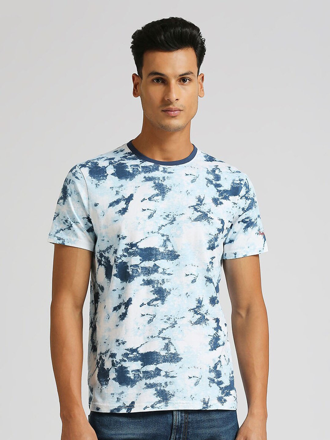 

Pepe Jeans Marius Tie & Dye Printed Pure Cotton Slim Fit T-shirt, Blue