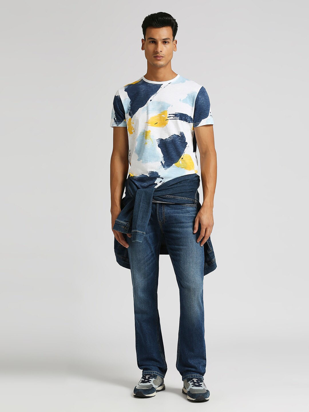 

Pepe Jeans Winston Abstract Printed Slim Fit Pure Cotton T-shirt, White