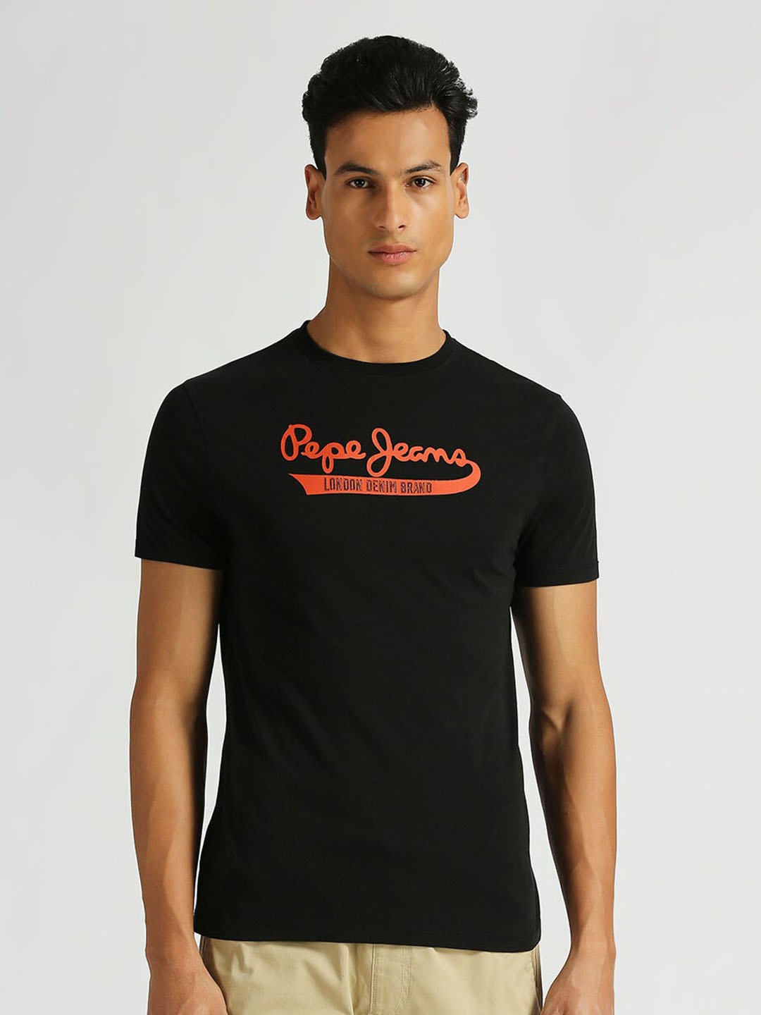 

Pepe Jeans Flyer Typography Printed Slim Fit T-shirt, Black