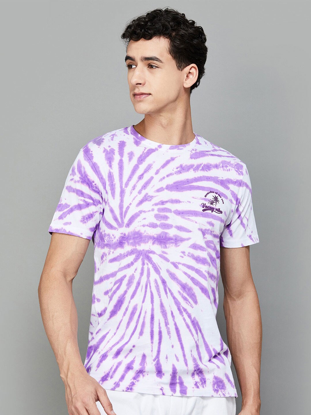 

Fame Forever by Lifestyle Dyed Round Neck Short Sleeves Cotton T-shirt, Purple