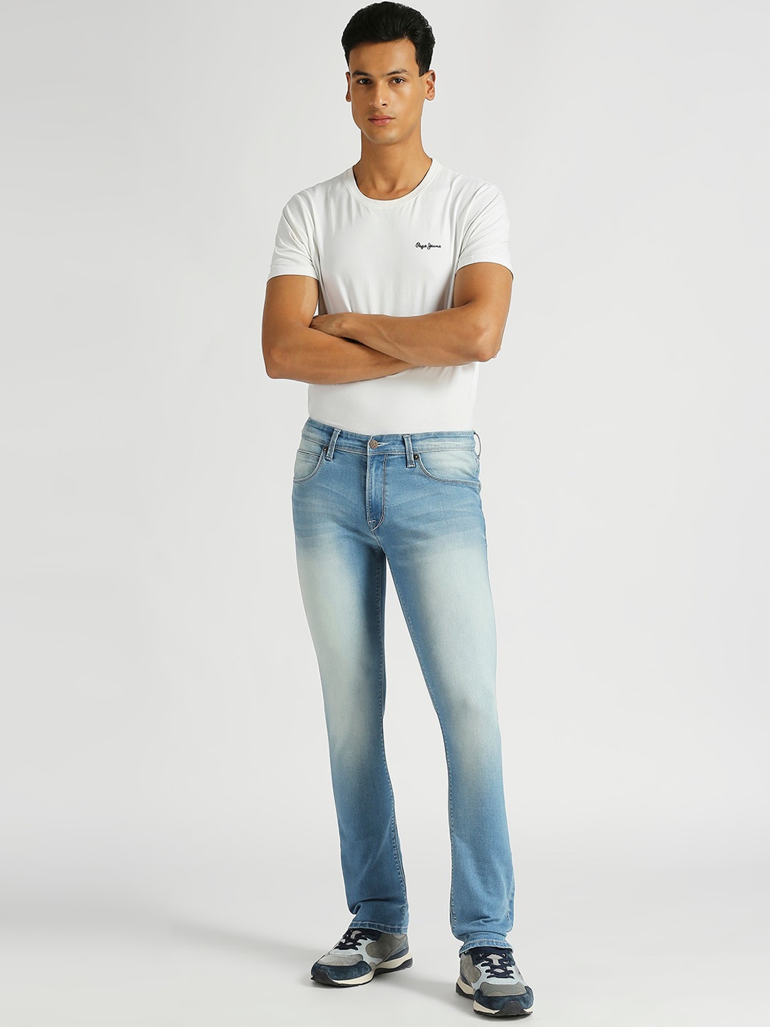 

Pepe Jeans Men Vapour Slim Fit Heavy Fade Cotton Jeans, Blue