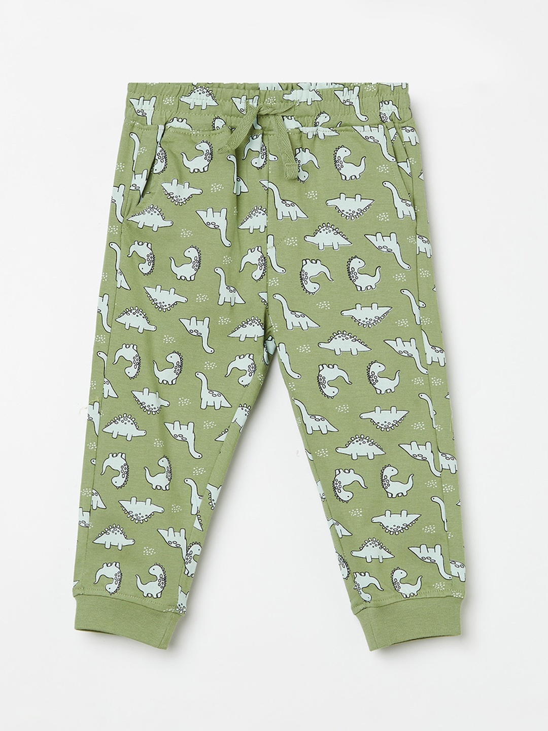 

Juniors by Lifestyle Infant Boys Conversational Printed Pure Cotton Joggers, Olive