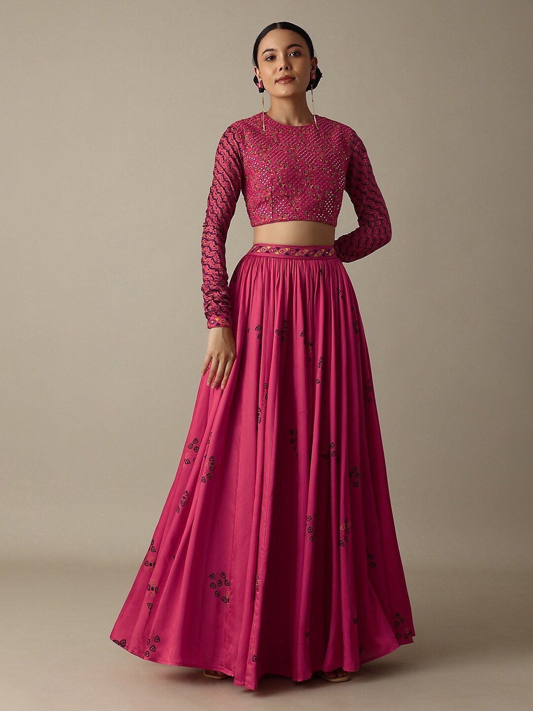 

KALKI Fashion Embroidered Thread Work Ready to Wear Lehenga, Pink