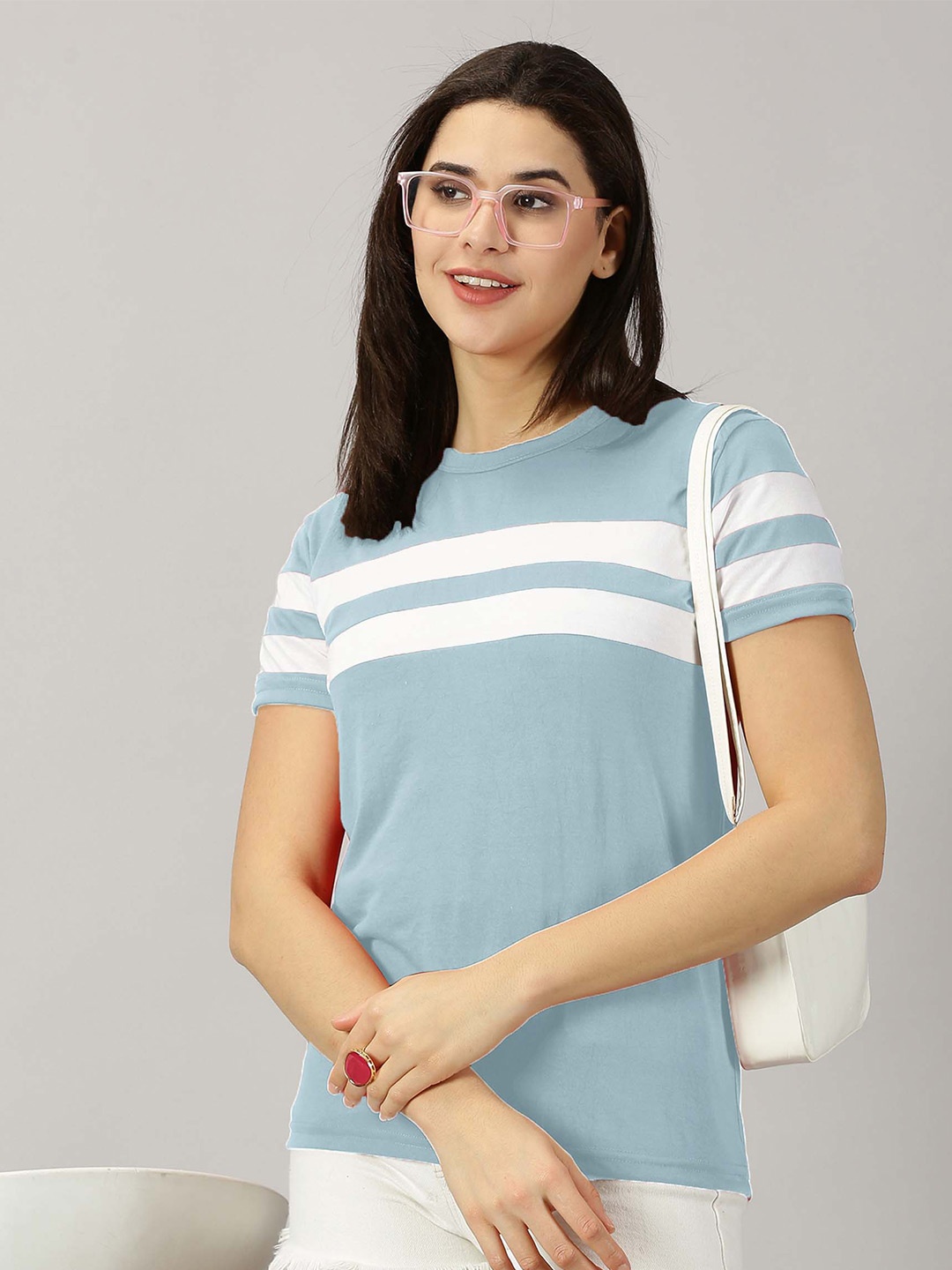 

AUSK Striped Round Neck T-shirt, Blue