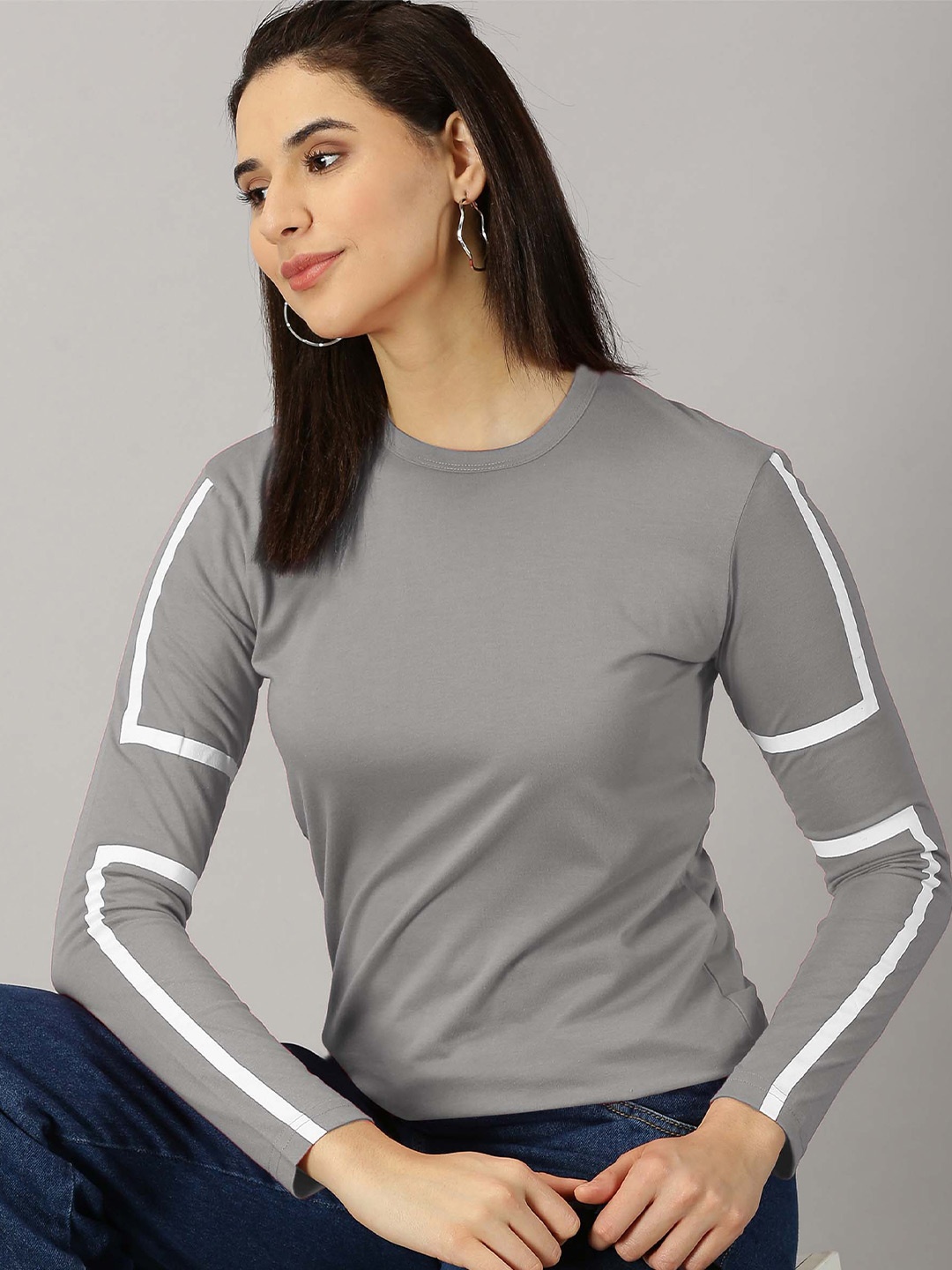 

AUSK Round Neck Regular T-shirt, Grey
