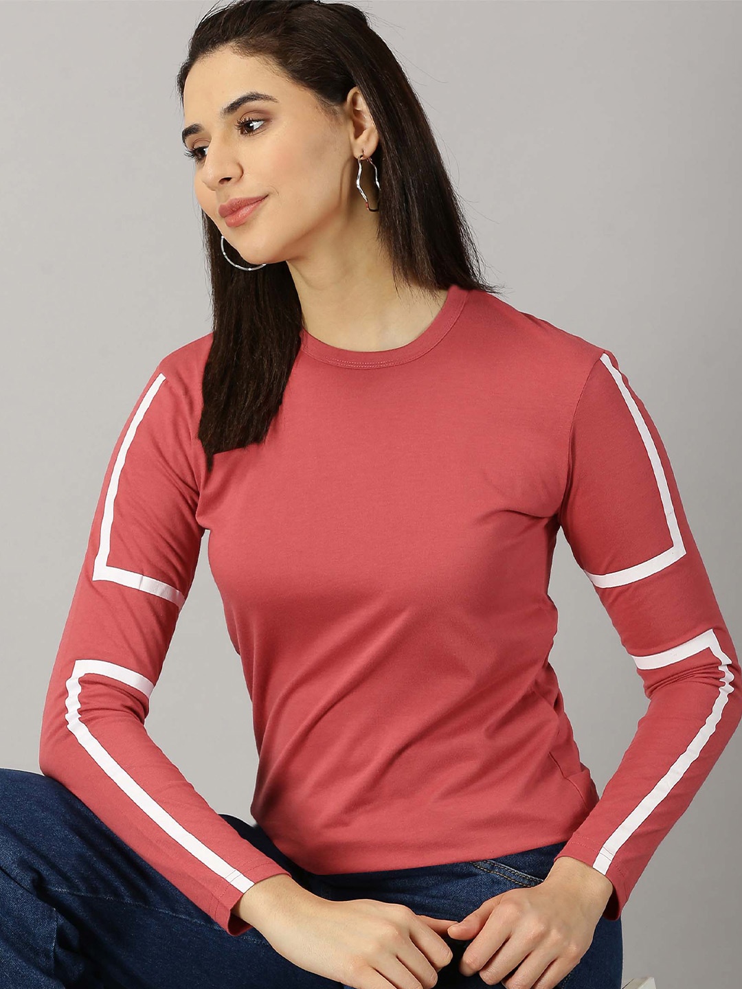 

AUSK Striped Long Sleeves T-shirt, Coral