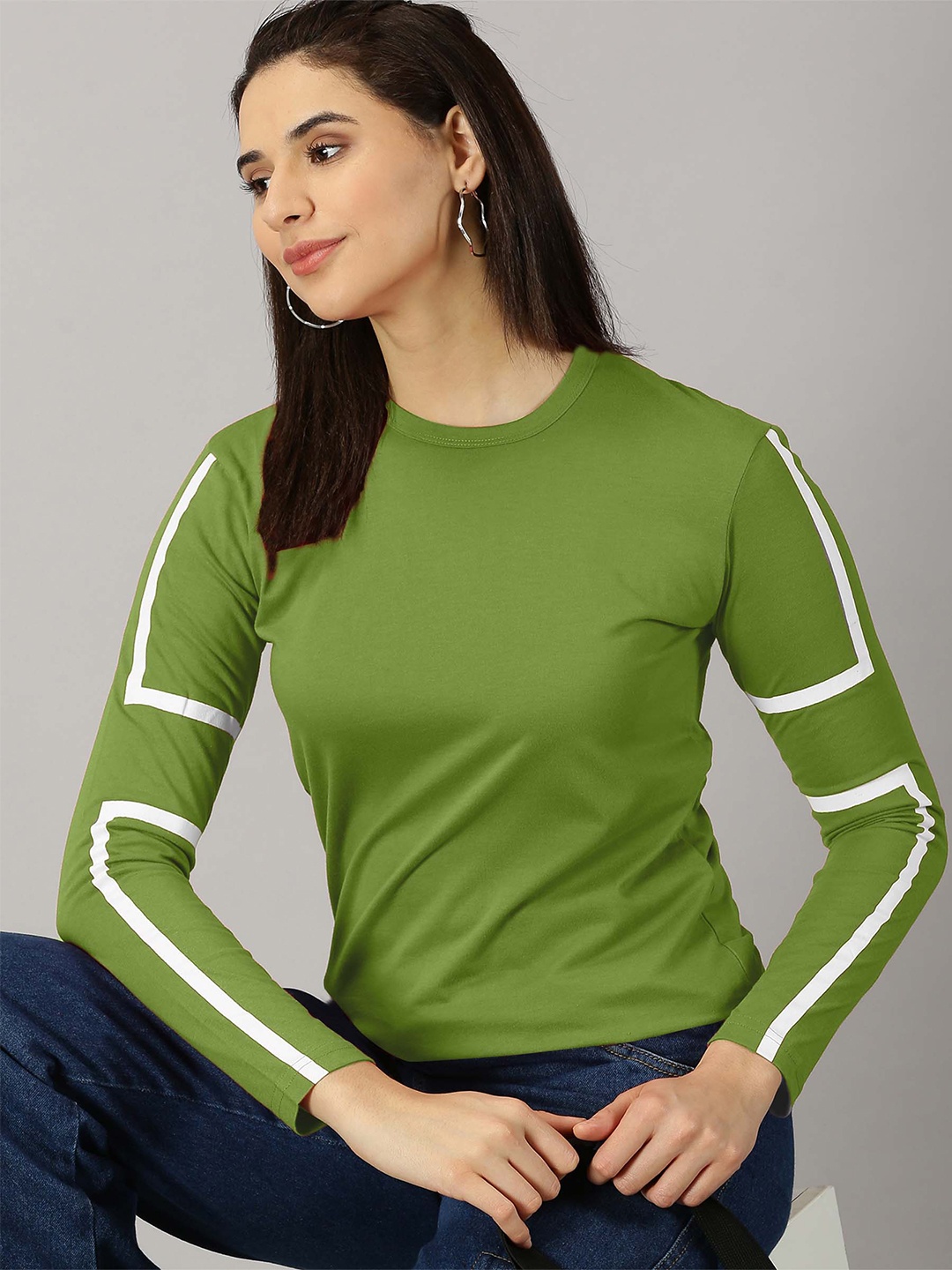 

AUSK Long Sleeves Round Neck T-shirt, Green
