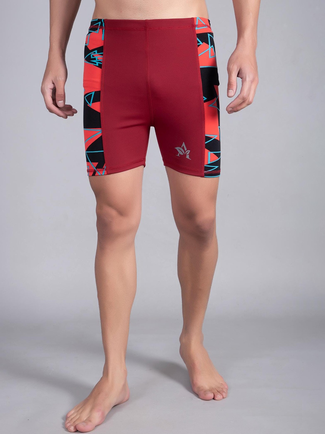 

Apraa & Parma Men Geometric Printed Swim Shorts, Red