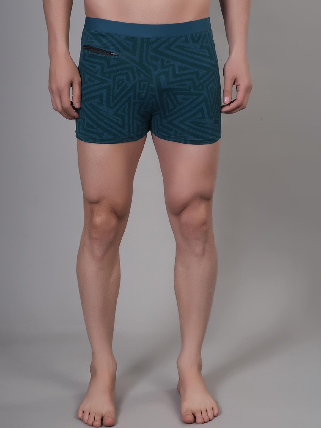 

Apraa & Parma Men Geometric Printed Swim Shorts, Blue