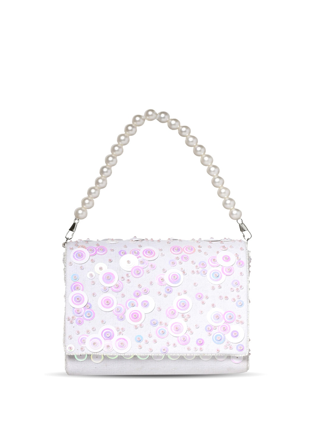 

MARKQUES Embellished Sequence Foldover Clutch, Off white