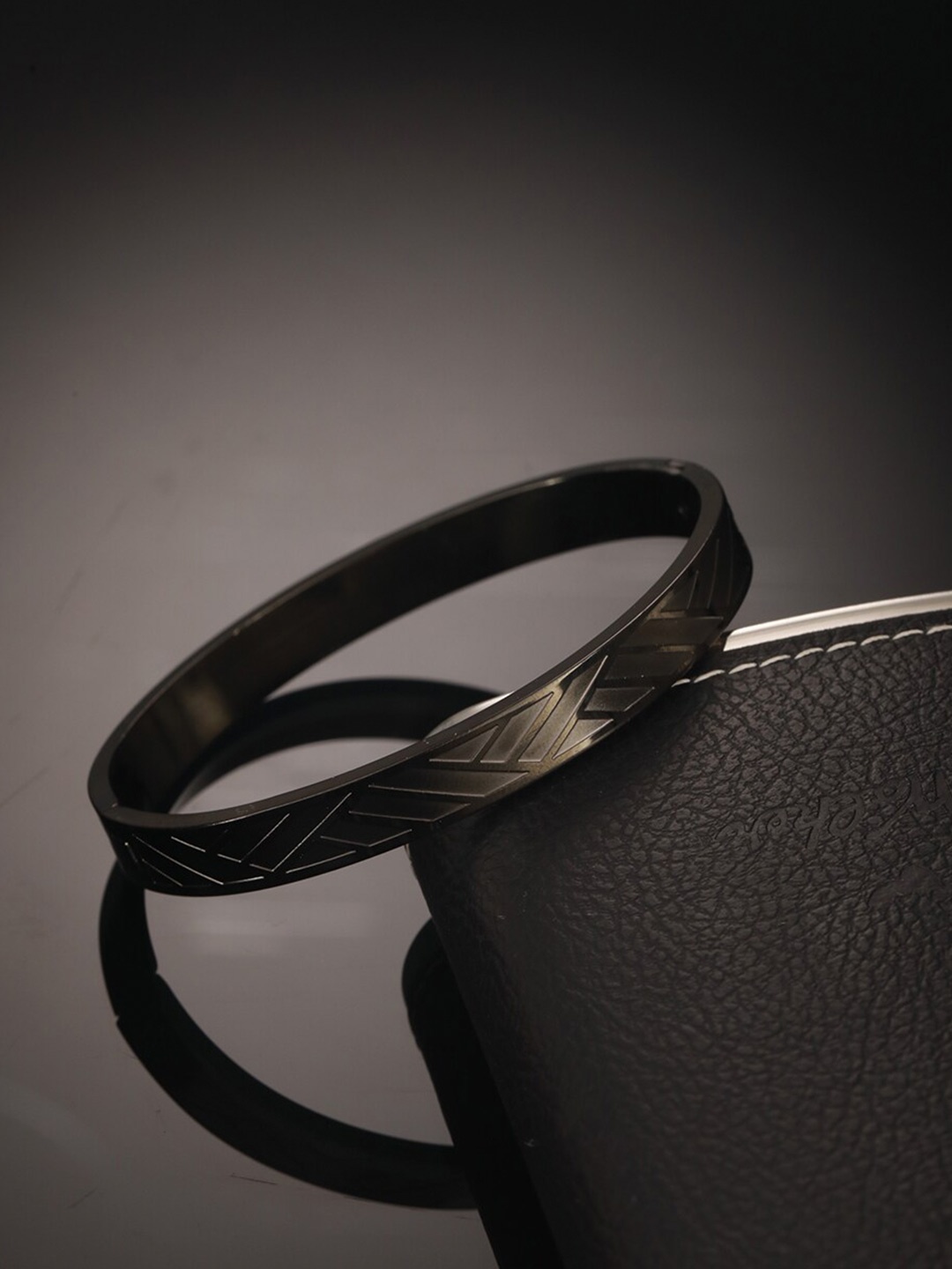 

Jazz and Sizzle Men Stainless Steel Kada Bracelet, Black
