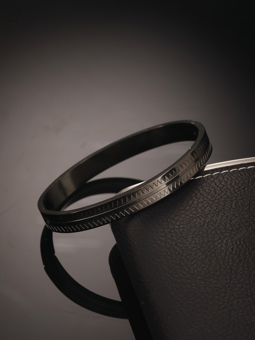 

Jazz and Sizzle Men Stainless Steel Kada Bracelet, Black