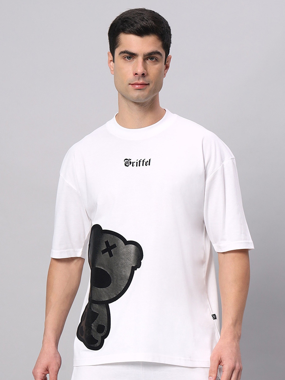 

GRIFFEL Typography Printed Cotton Oversized T-shirt, White