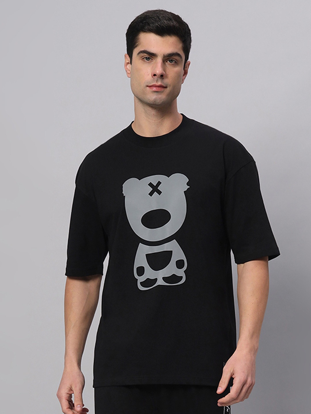 

GRIFFEL Graphic Printed Round Neck Short Sleeves Cotton T-shirt, Black