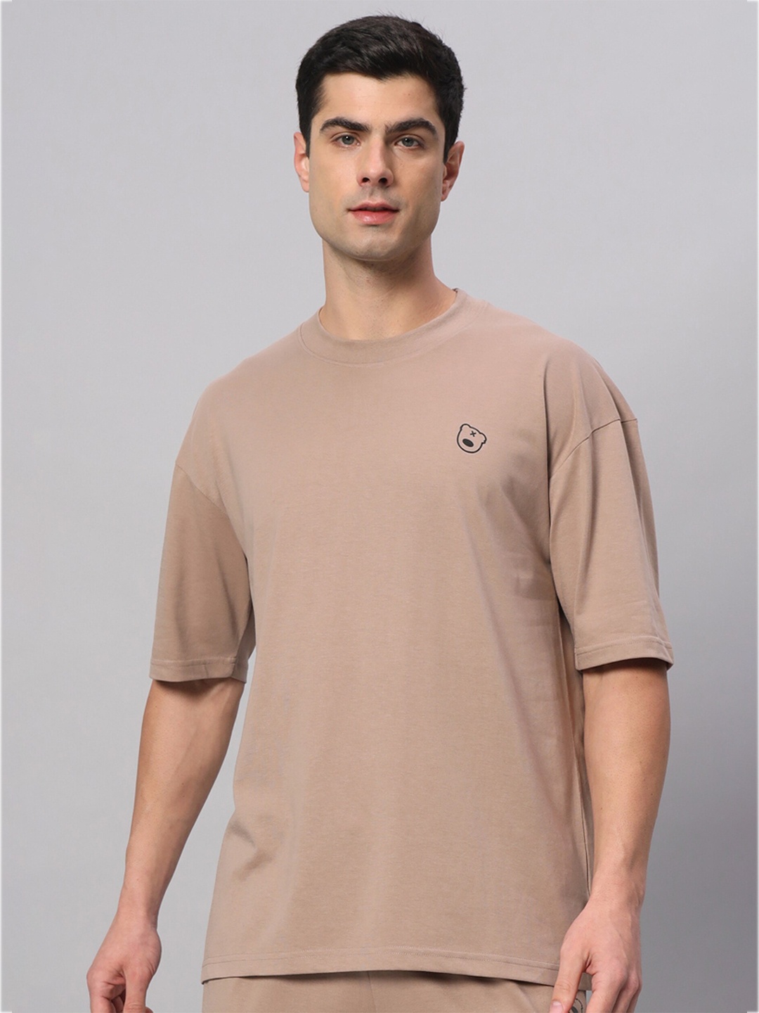 

GRIFFEL Round Neck Cotton Oversized T-shirt, Beige