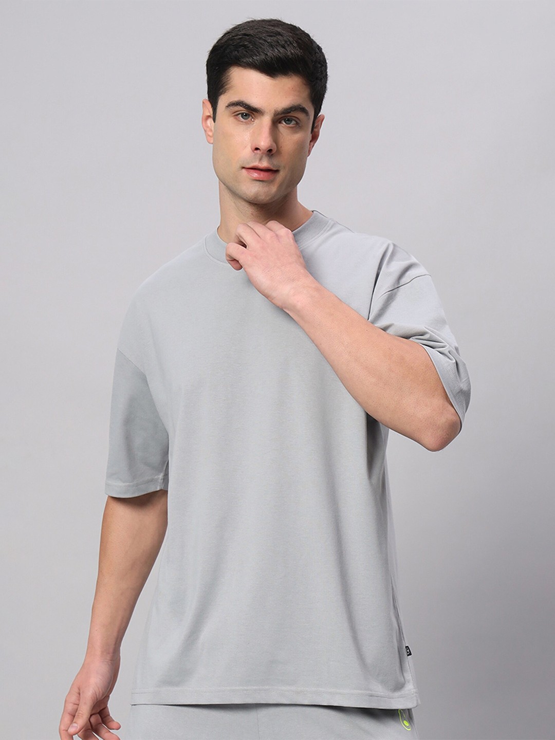 

GRIFFEL Round Neck Cotton Oversized T-shirt, Steel