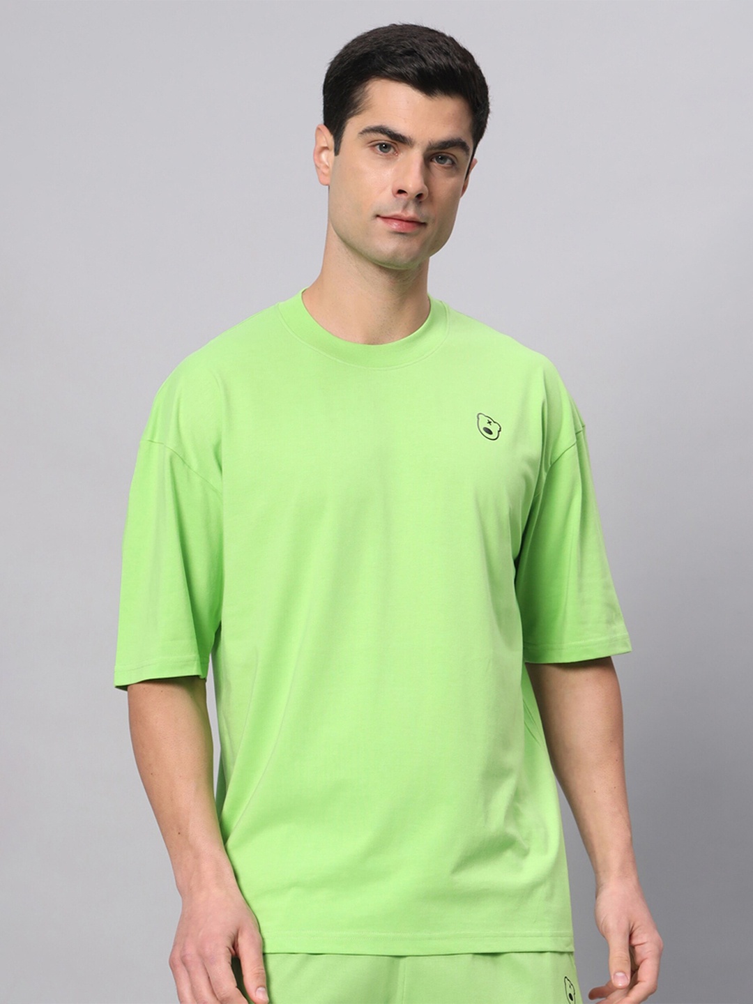 

GRIFFEL Cotton Round Neck Oversized T-shirt, Green