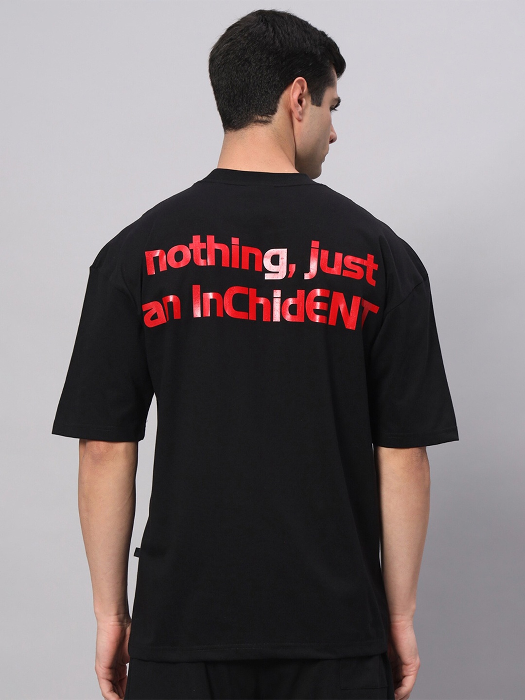 

GRIFFEL Typography Printed Cotton Oversized T-shirt, Black