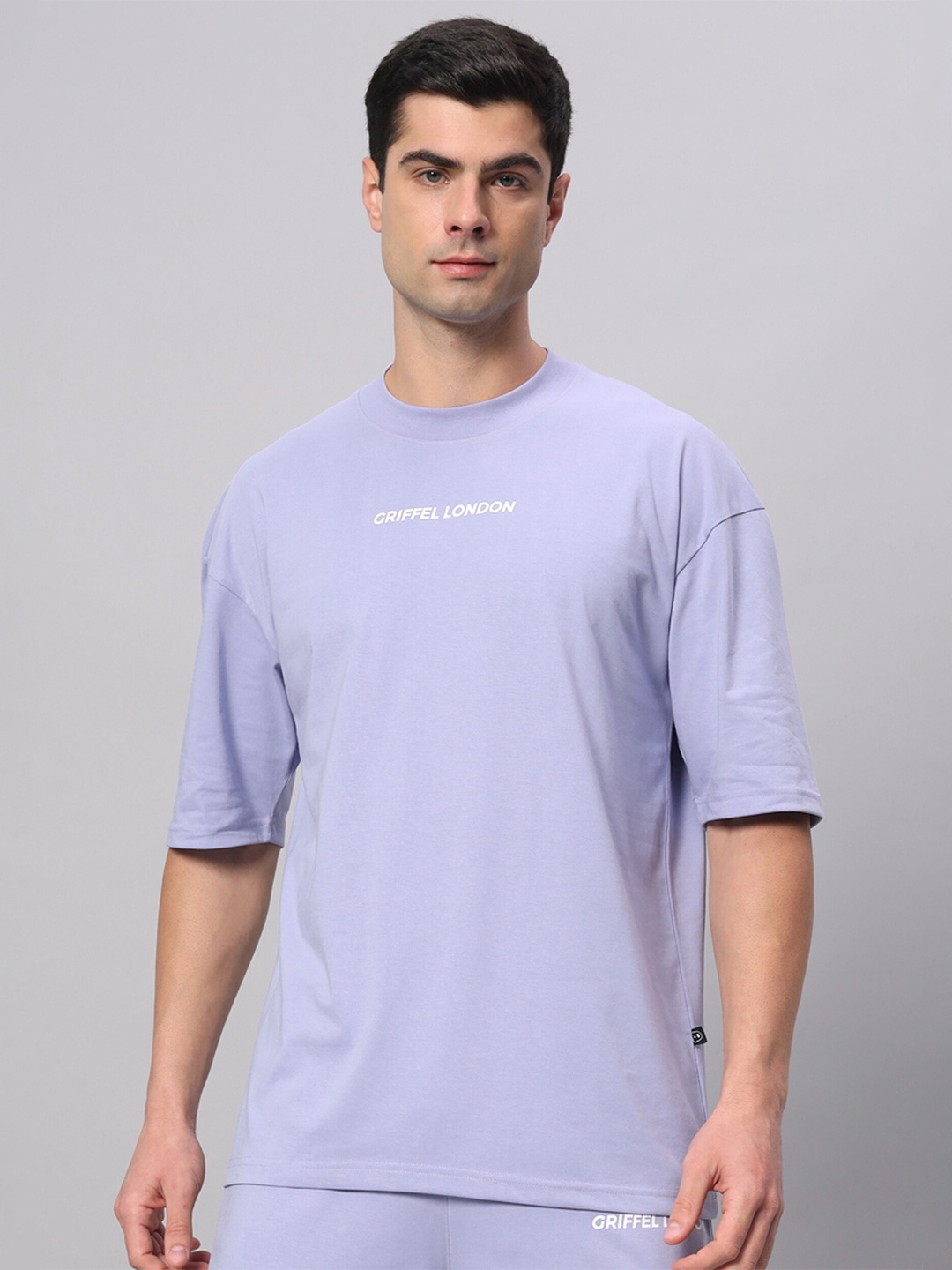 

GRIFFEL Typography Printed Cotton Oversized T-shirt, Mauve