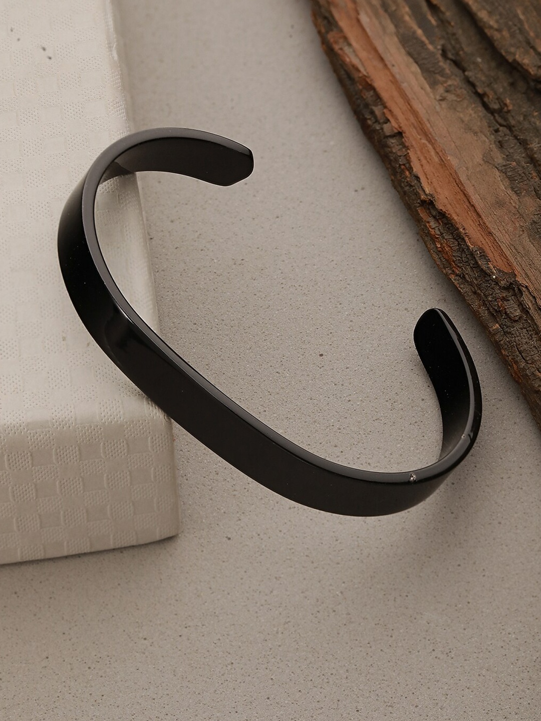 

Jazz and Sizzle Men Cuff Metal Bracelet, Black