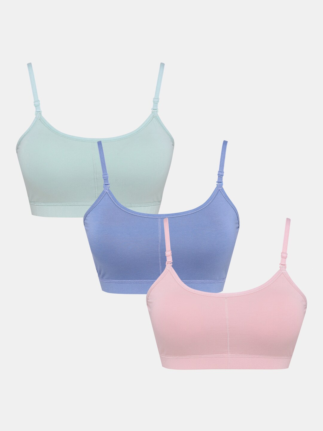 

Sillysally Girls Pack of 3 Full Coverage Beginners Bra with All Day Comfort, Blue