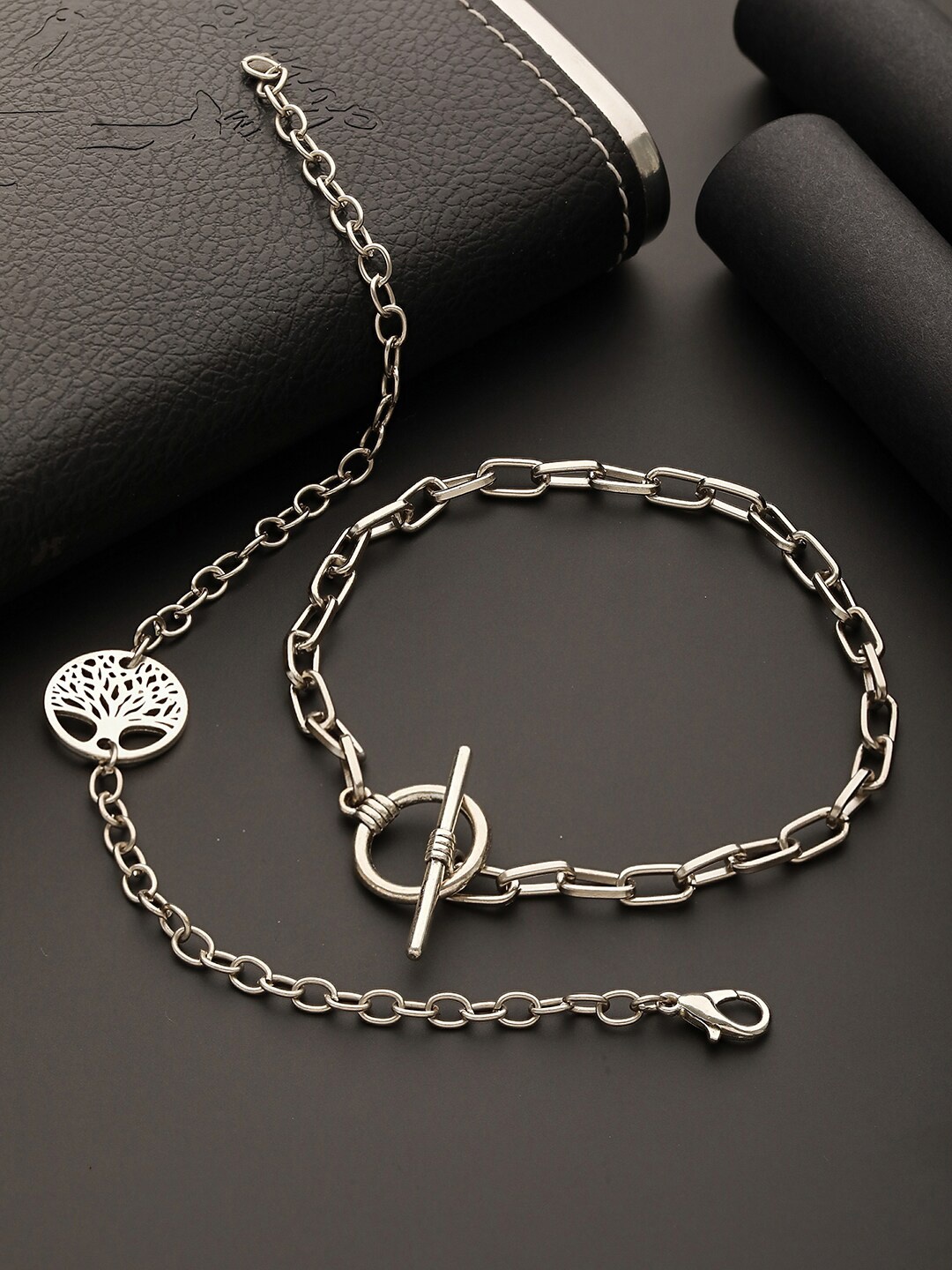 

Jazz and Sizzle Men Set of 2 Rhodium-Plated Link Bracelets, Silver