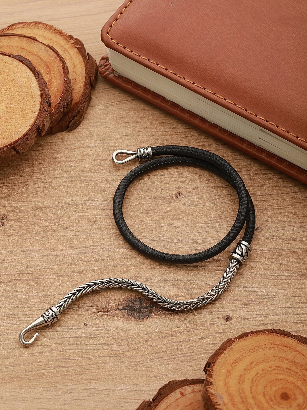 

Jazz and Sizzle Men Silver-Plated Wraparound Bracelet